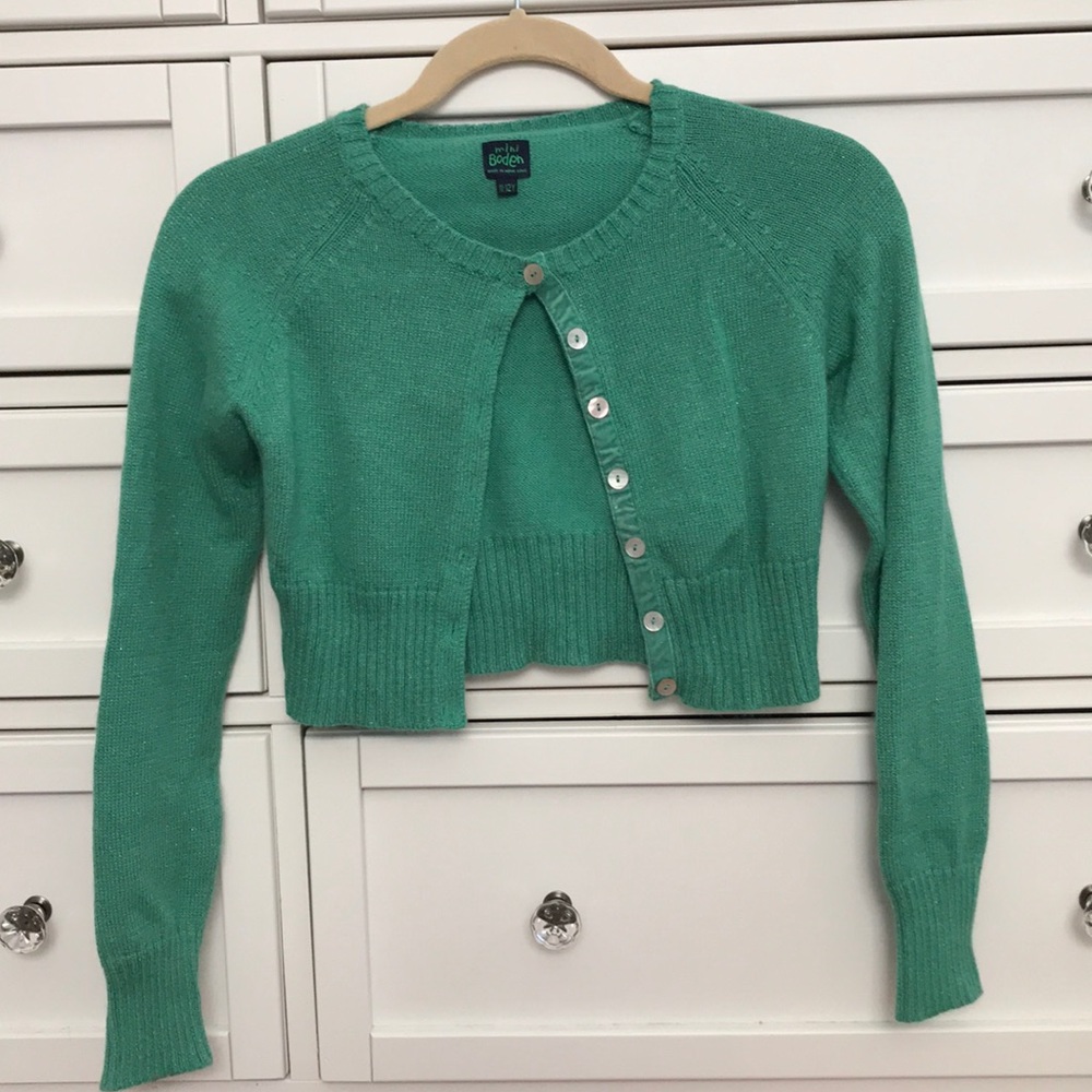 Mini Boden Girls Shamrock Green Sweater